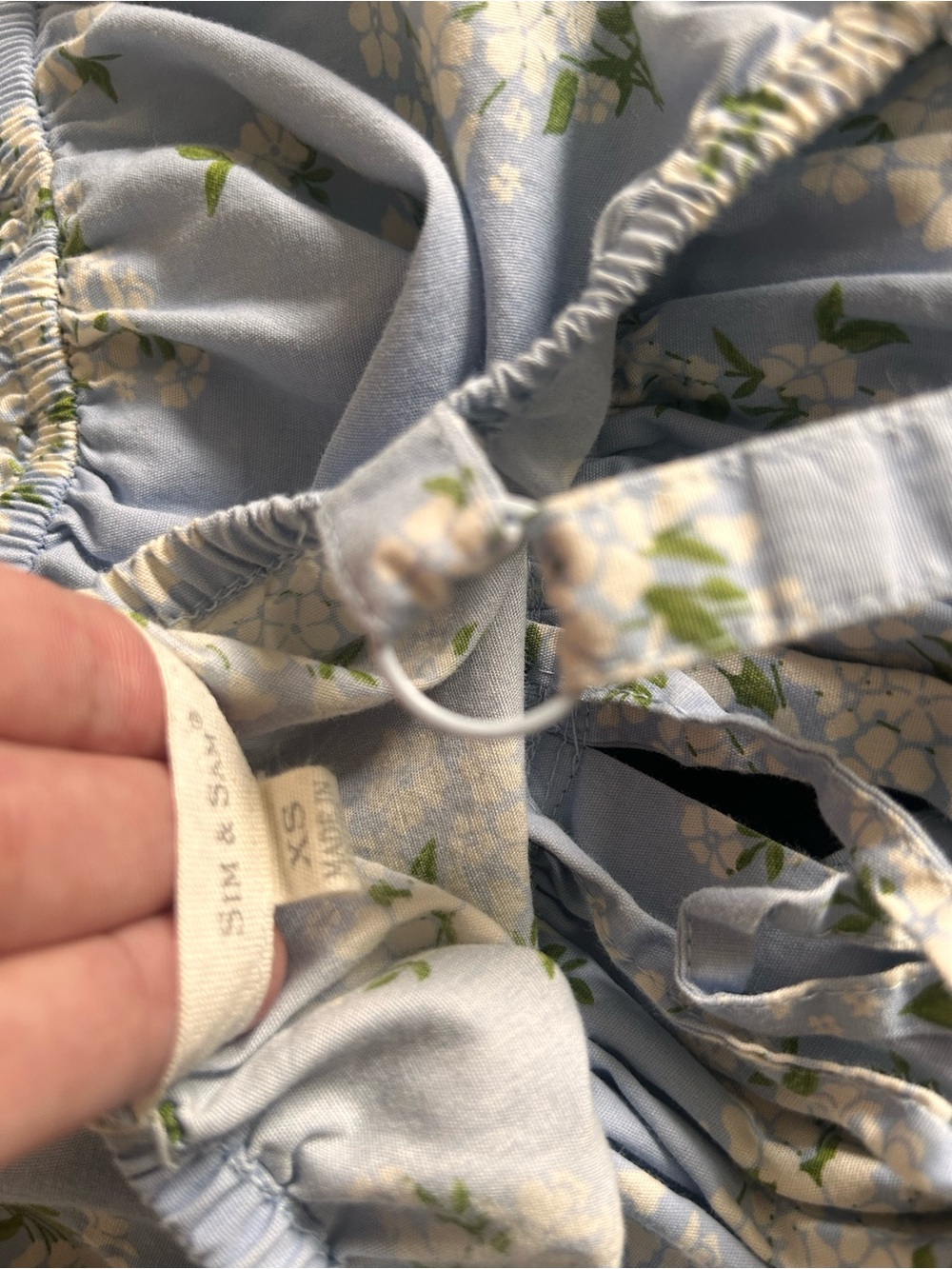 Light Blue Floral Midi Dress with Spaghetti Straps - Picture 3 of 3